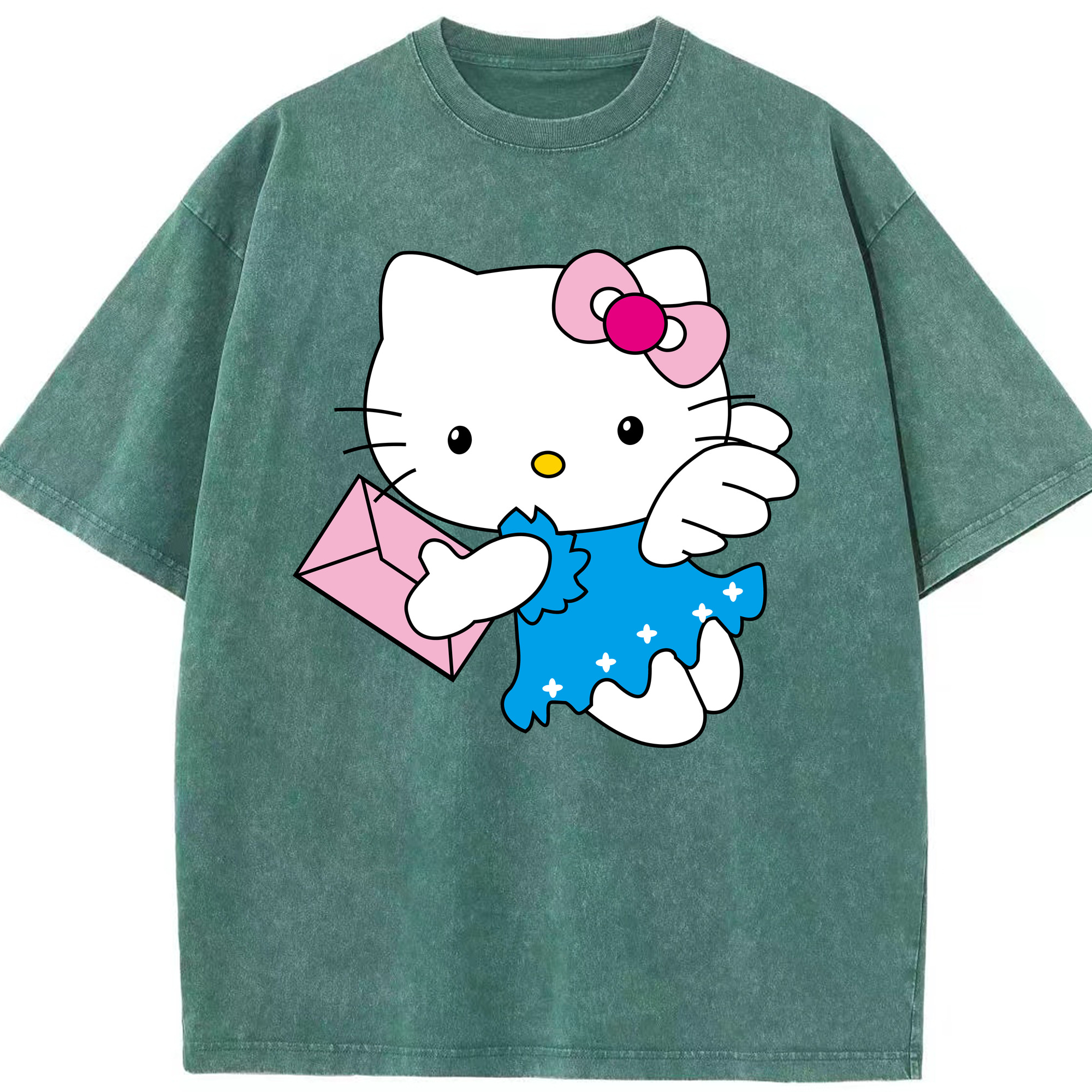 （画像用） Hello Kitty ハローキティ 綿100% ヴィンテージ風 半袖Tシャツ（フロントプリント）